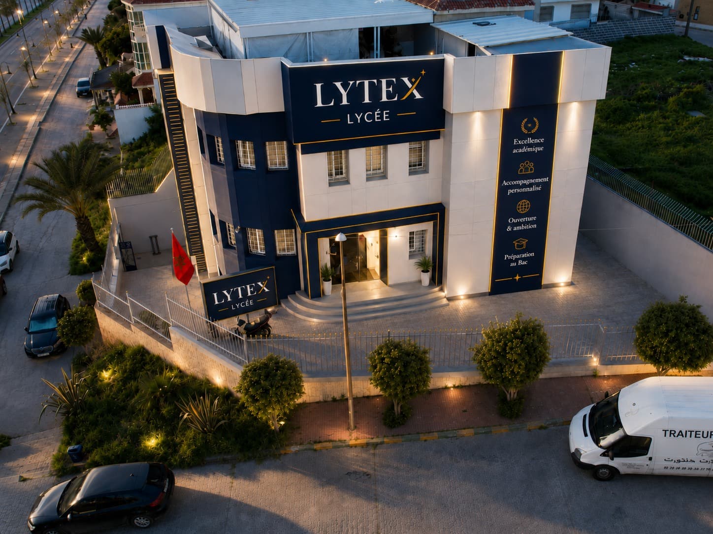 Vue aérienne du campus Lycée LYTEX à Tanger